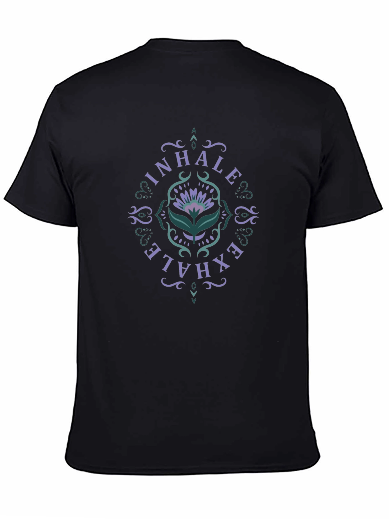 Inhale Exhale Floral Graphic Black T-Shirt