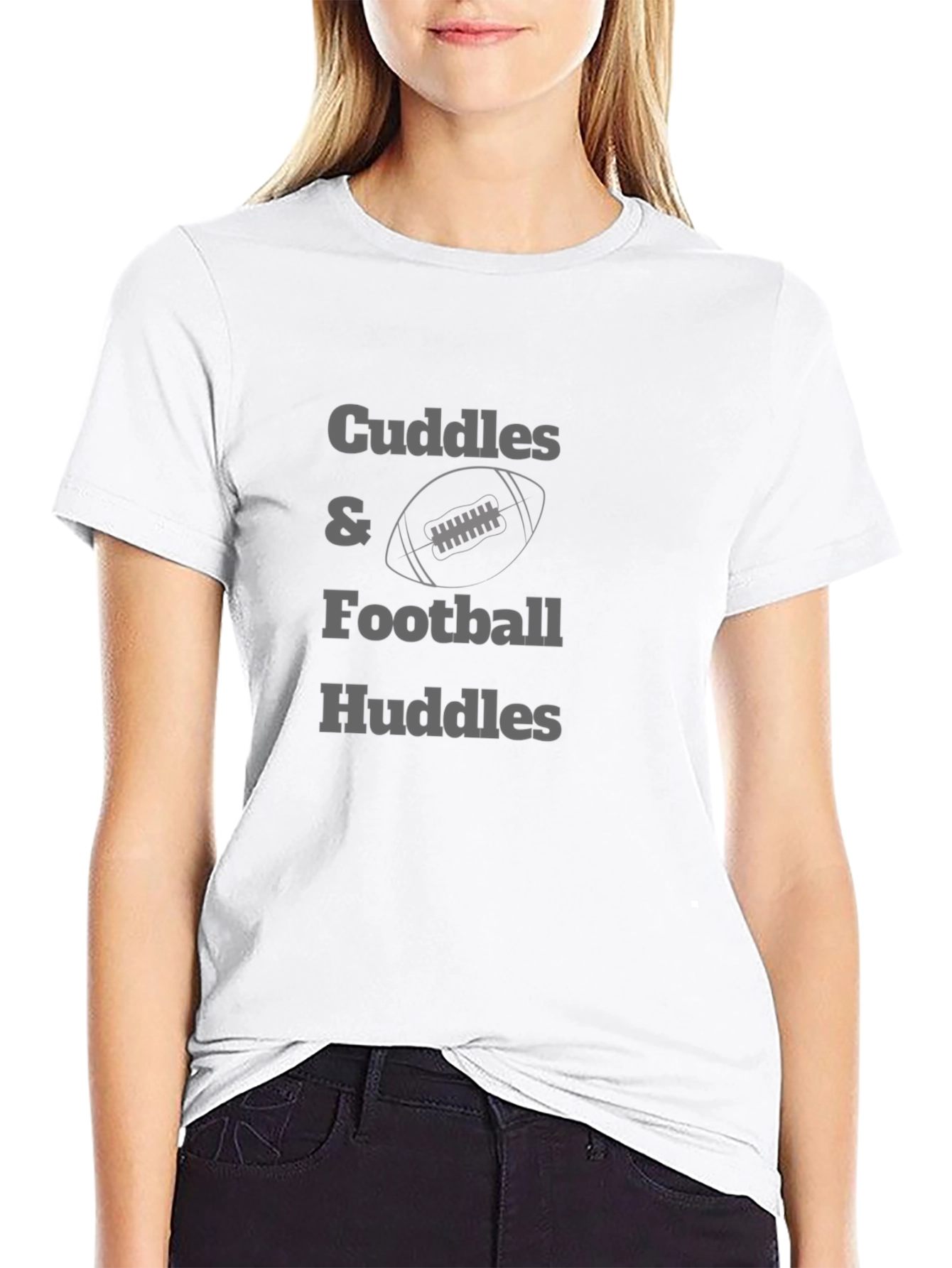 Cuddles & Football Huddles Black T-Shirt