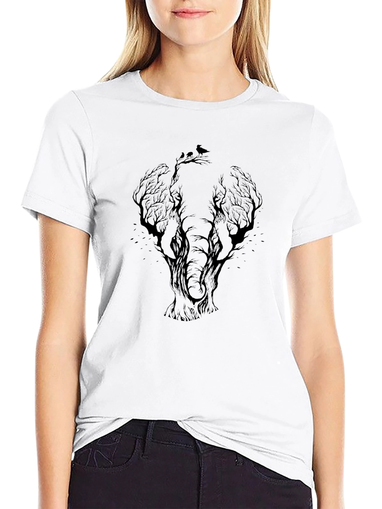Elephant Tree Graphic Black T-Shirt