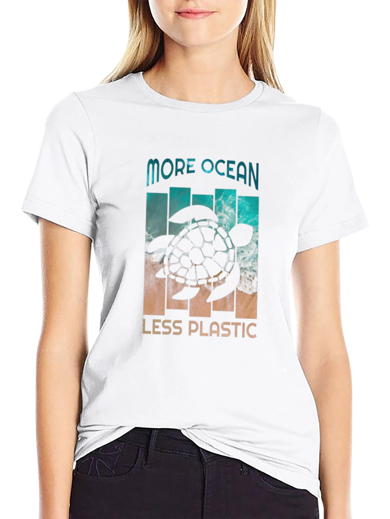 More Ocean Less Plastic Turtle Graphic Tee