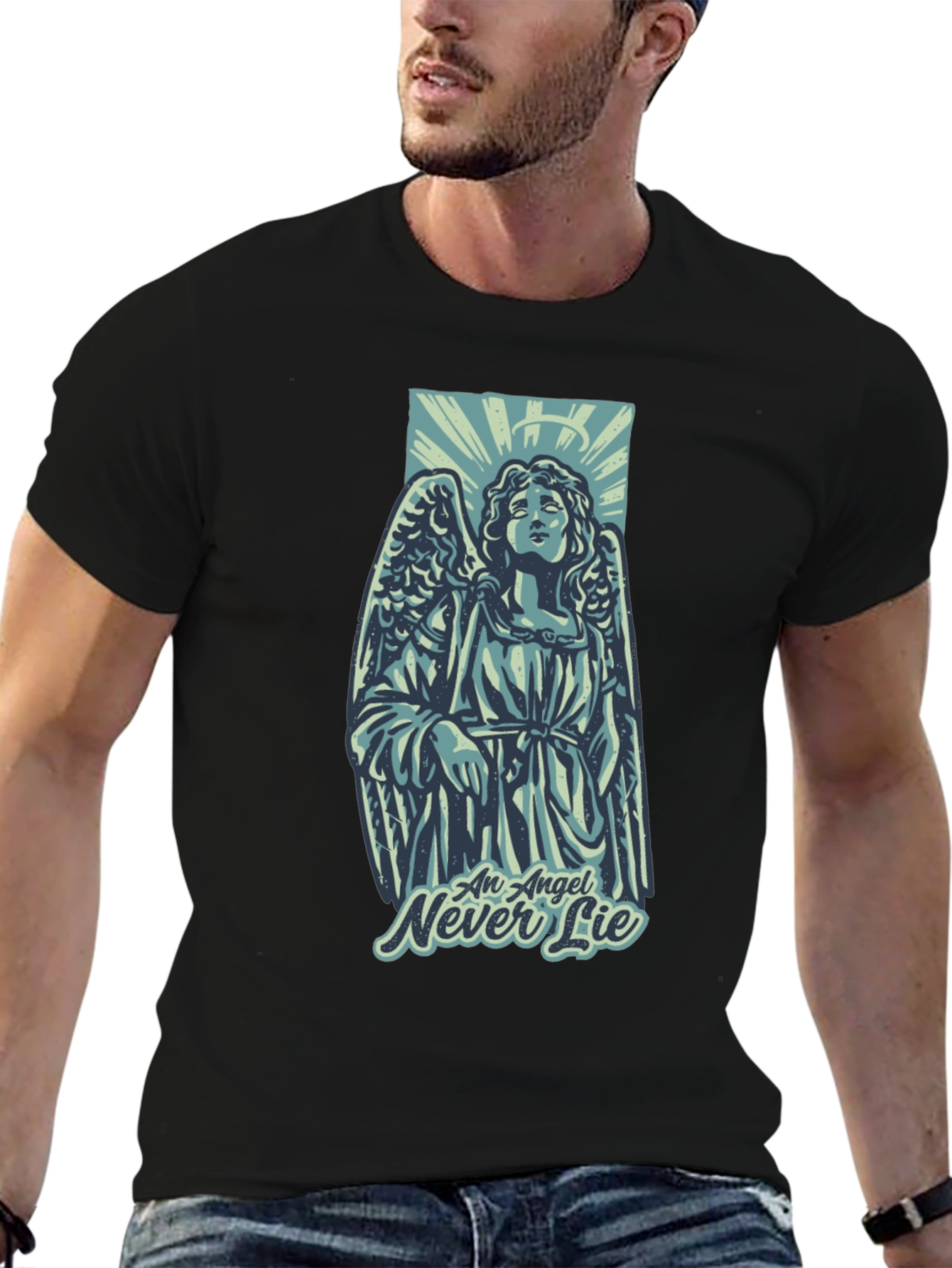 Angel Never Lie Graphic T-Shirt - Unisex Black Tee