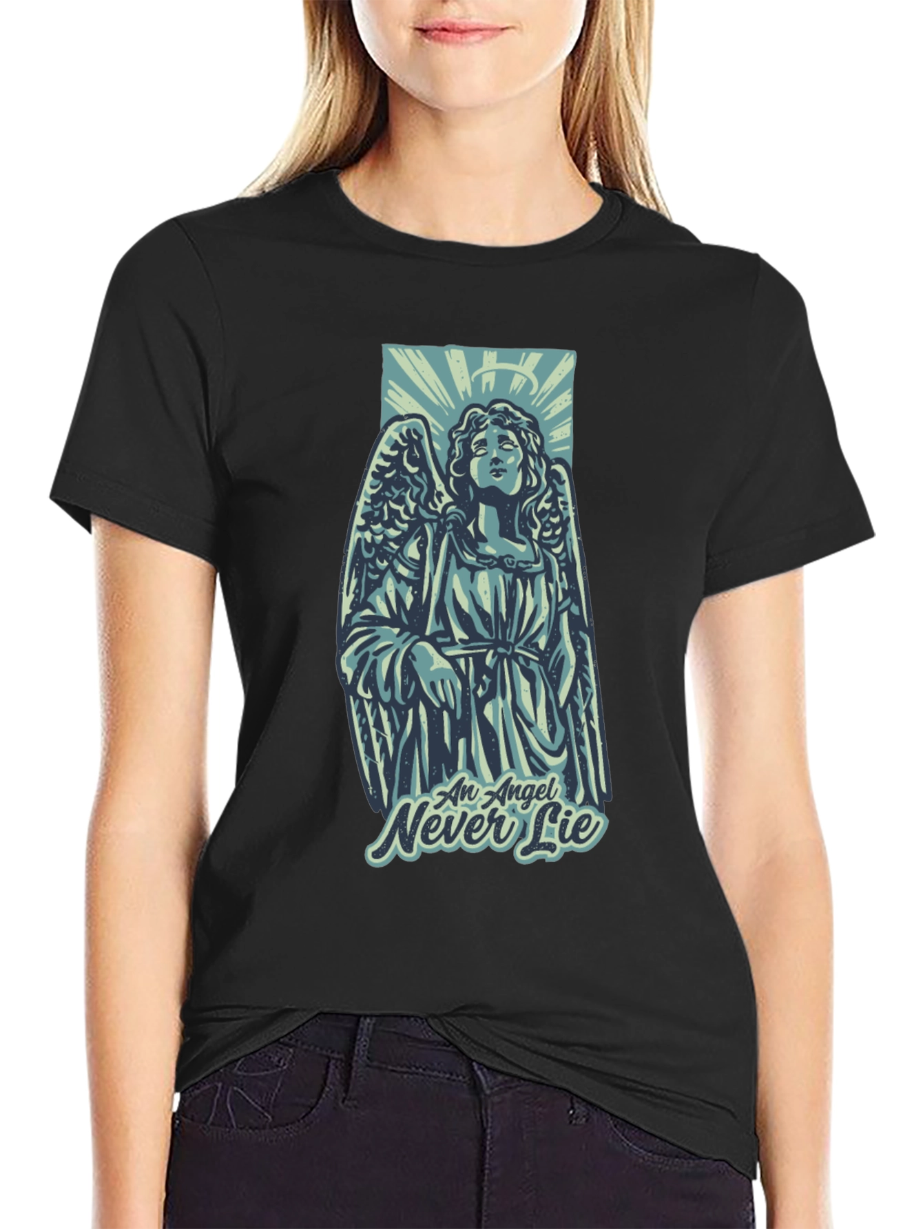 Angel Never Lie Graphic T-Shirt - Unisex Black Tee