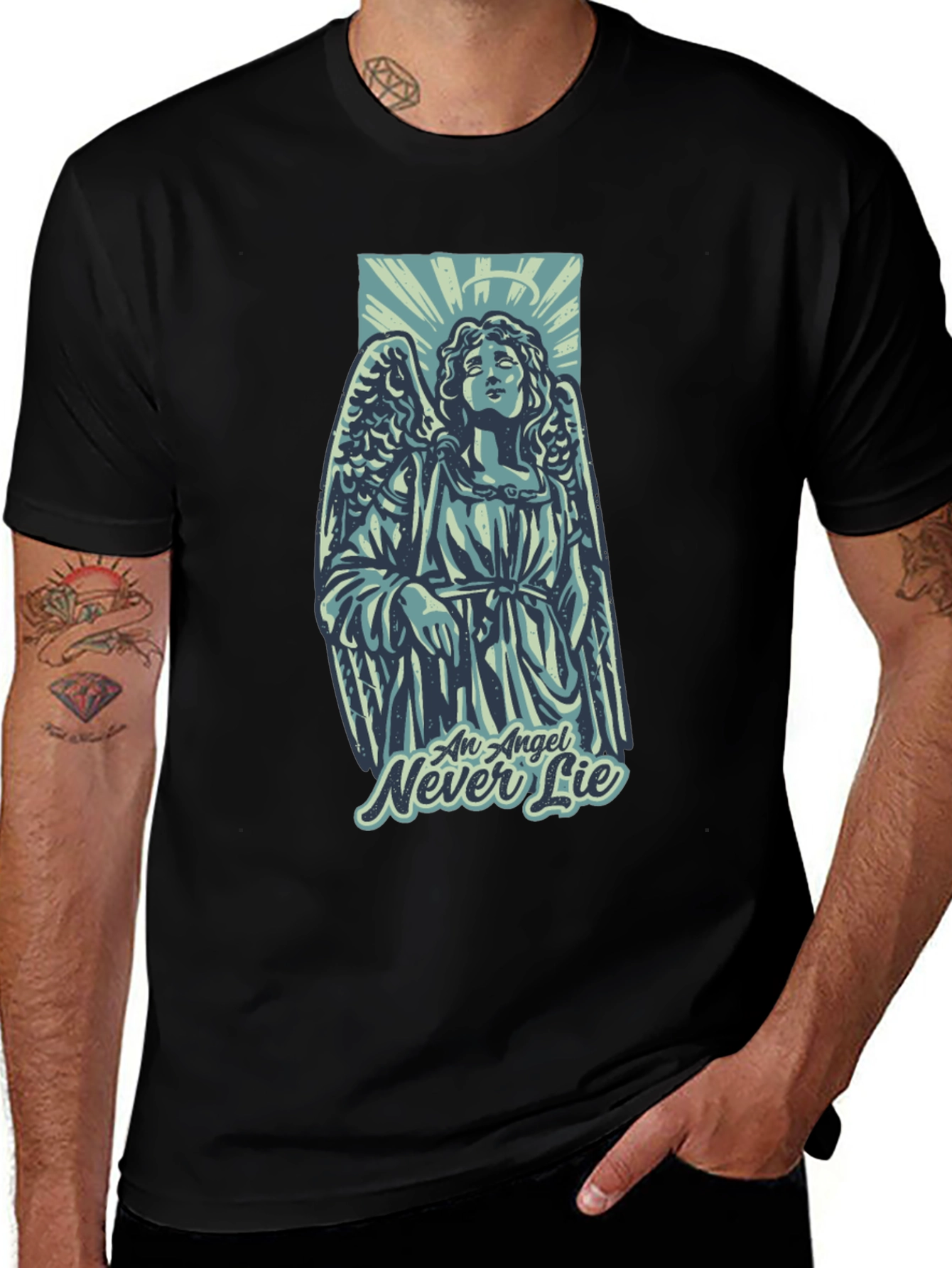 Angel Never Lie Graphic T-Shirt - Unisex Black Tee