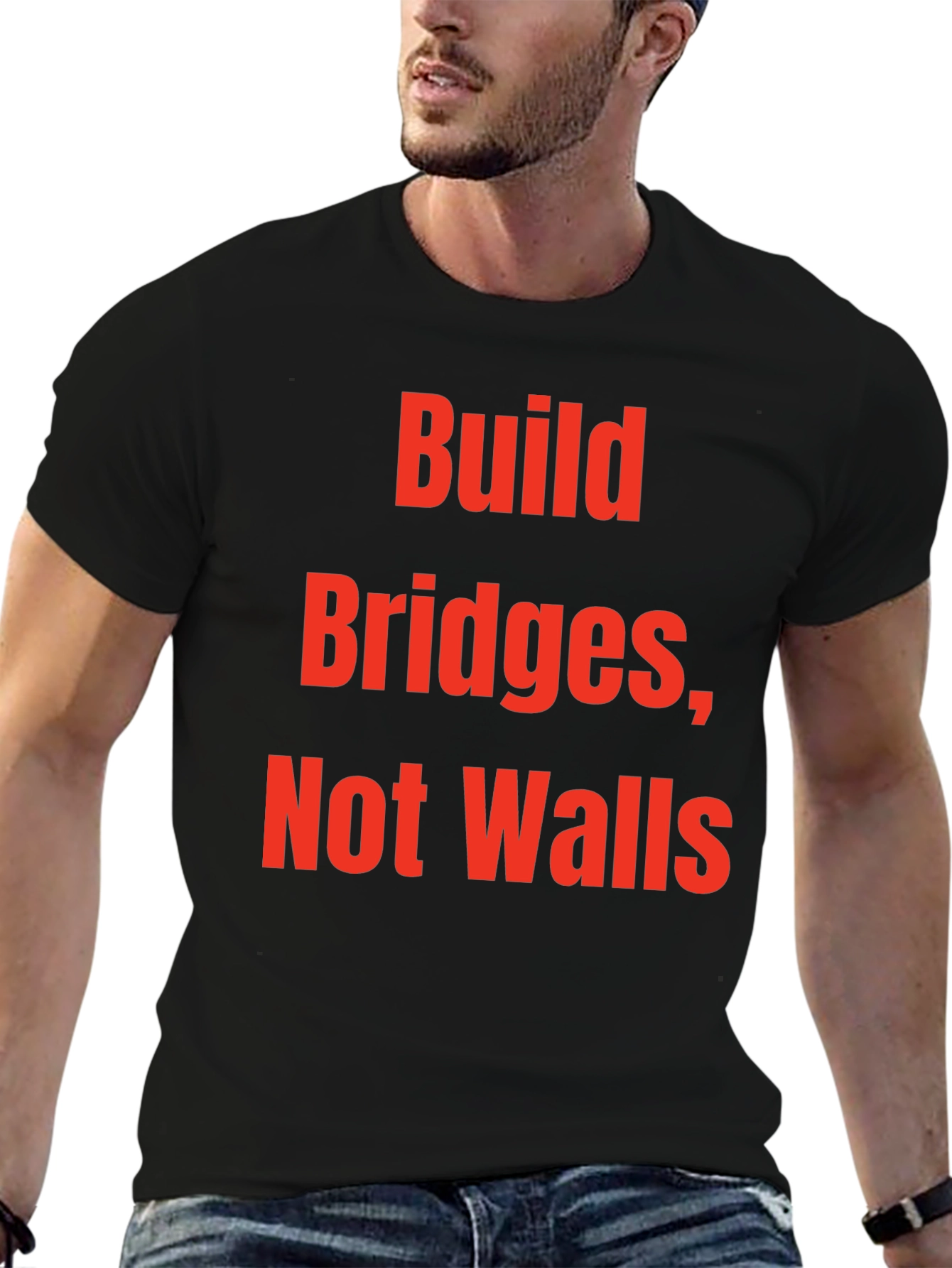 Build Bridges Not Walls Graphic Tee - Black