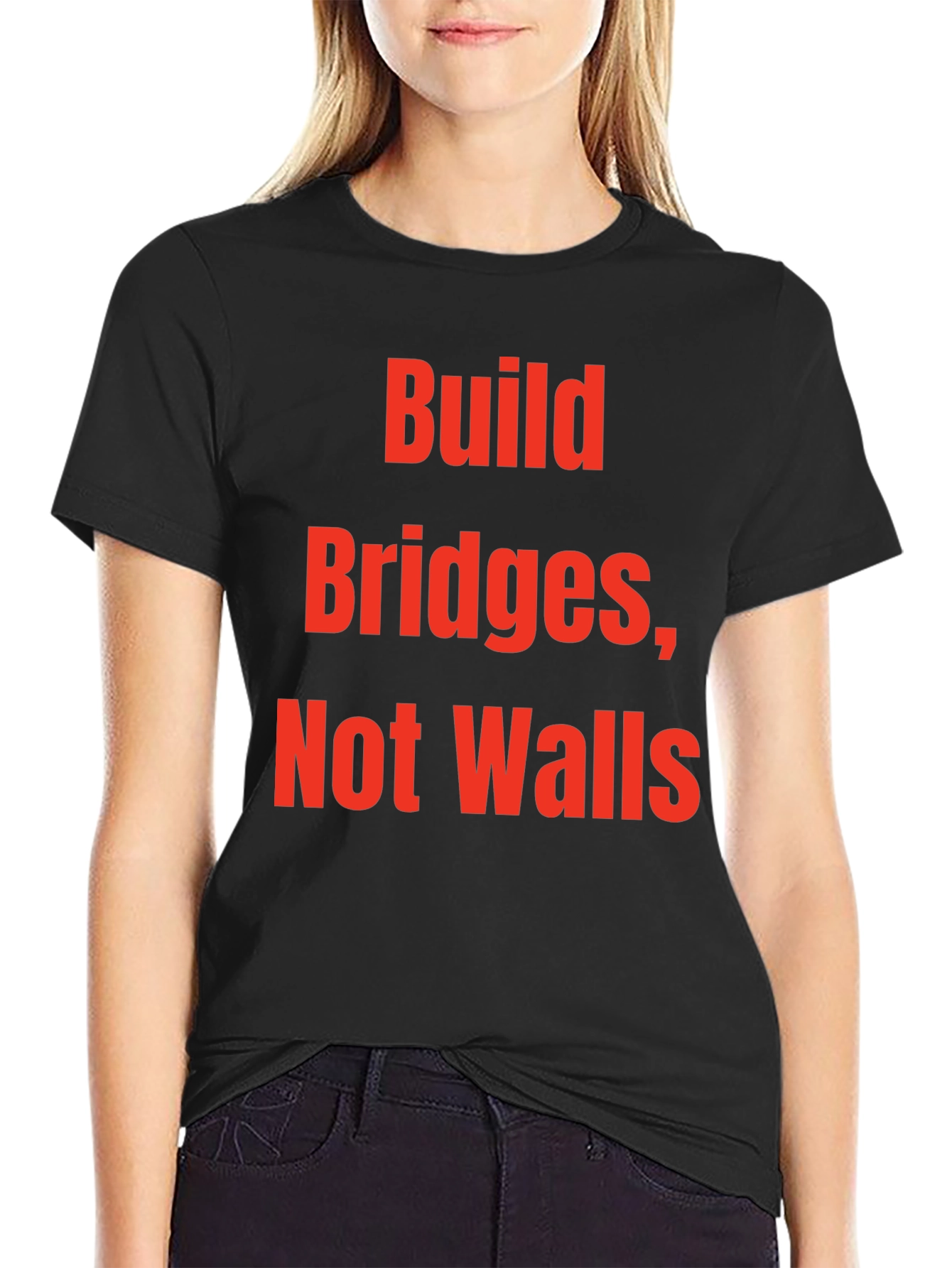 Build Bridges Not Walls Graphic Tee - Black
