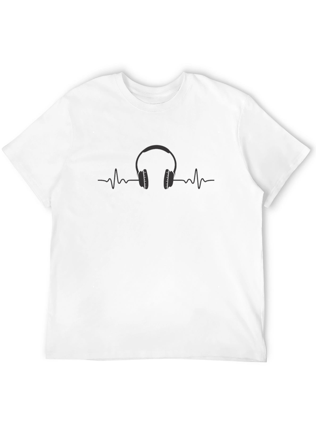 Headphone Heartbeat Graphic Tee - Black