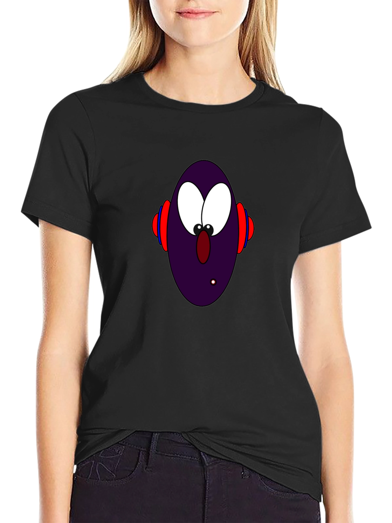 Cartoon Character Graphic Black T-Shirt