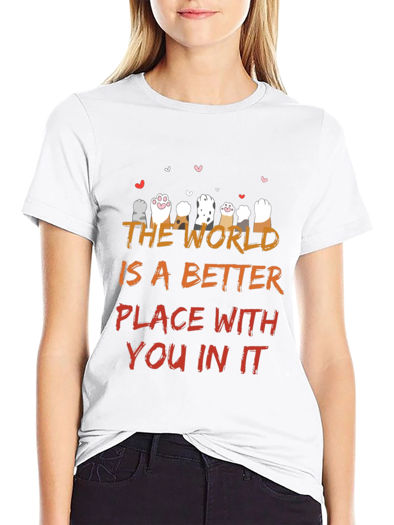 Cat Paws World Better Place Graphic T-Shirt