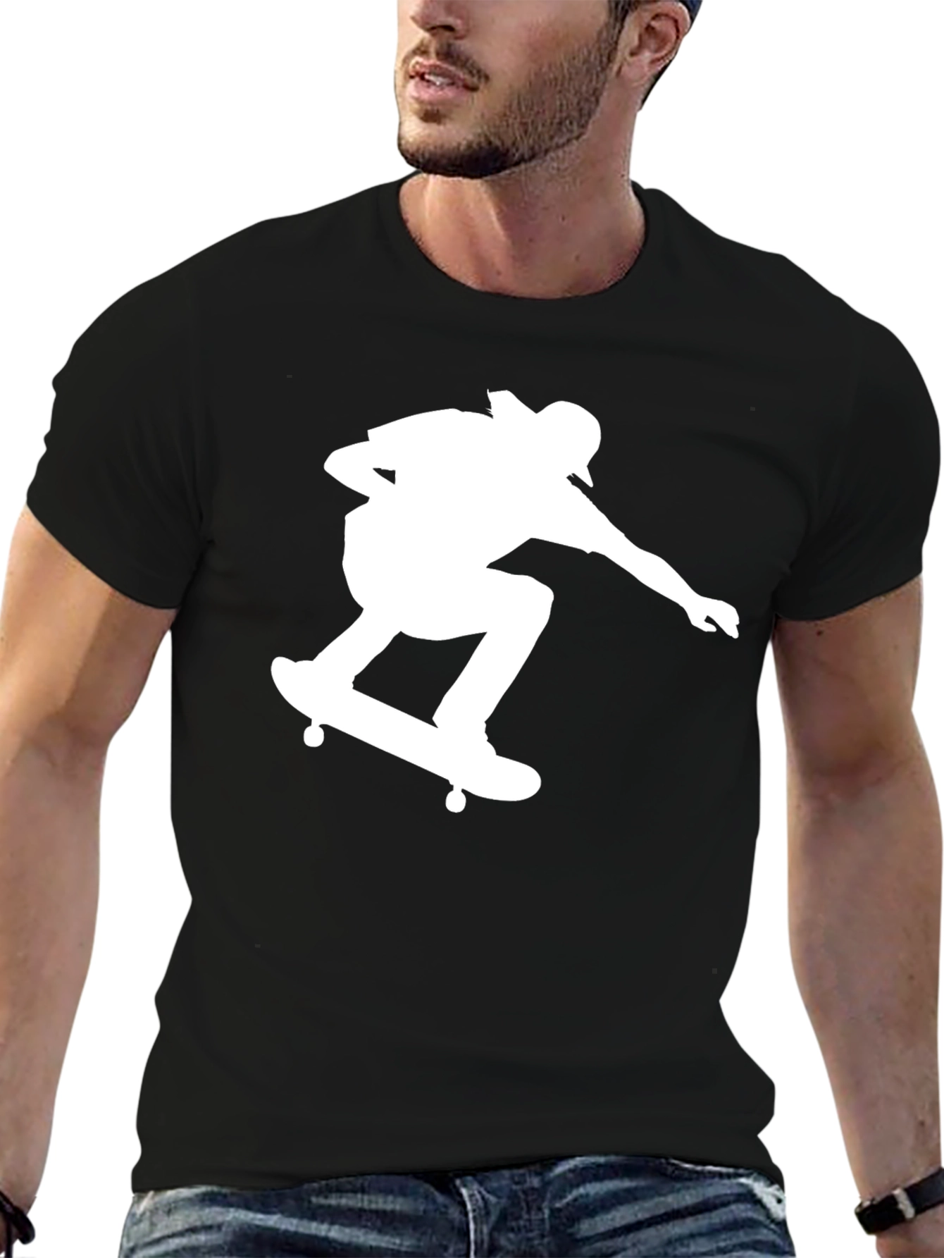 Skateboarding Silhouette Graphic T-Shirt - Casual Wear