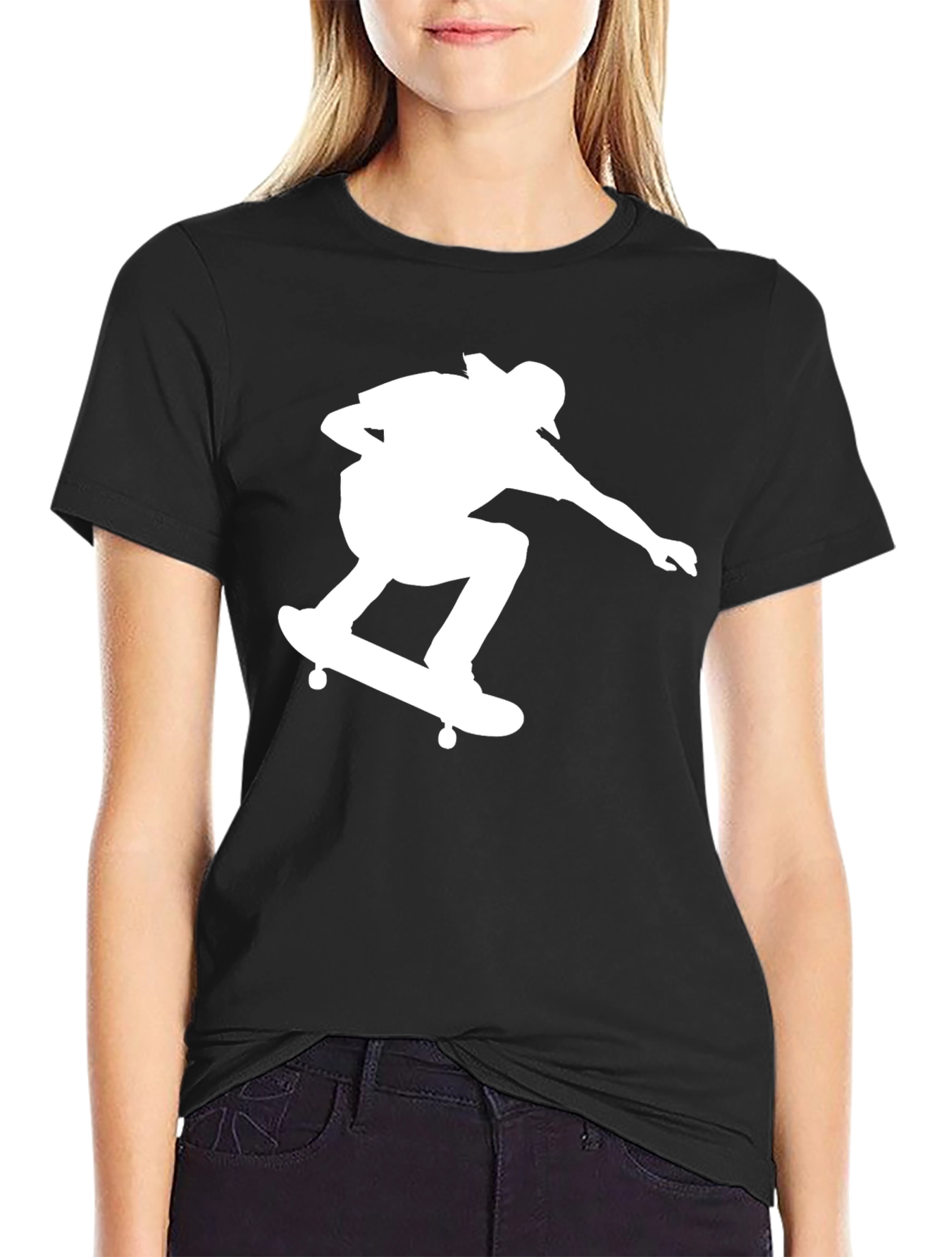 Skateboarding Silhouette Graphic T-Shirt - Casual Wear