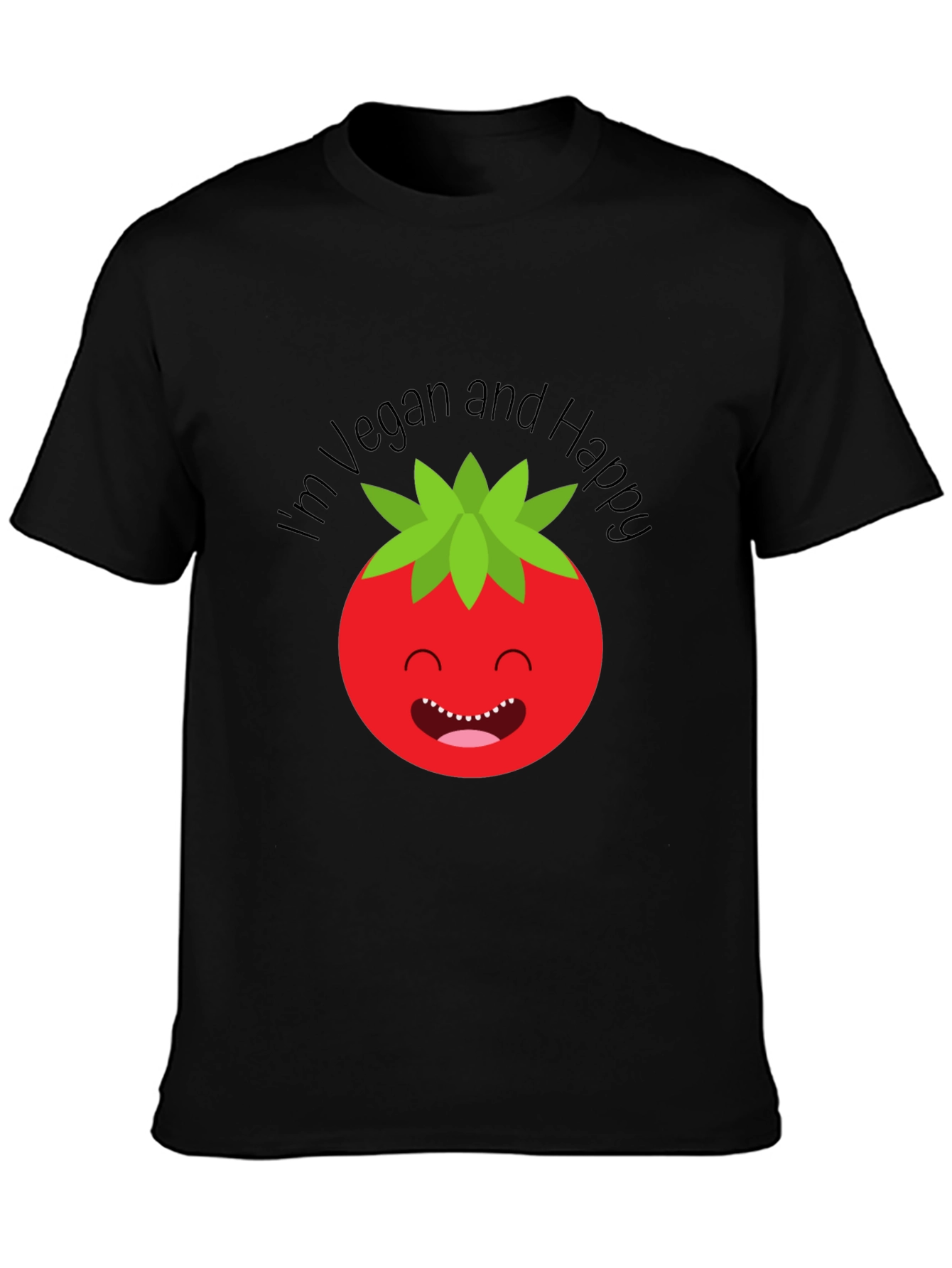 Vegan Happy Tomato Graphic Tee - Soft Cotton