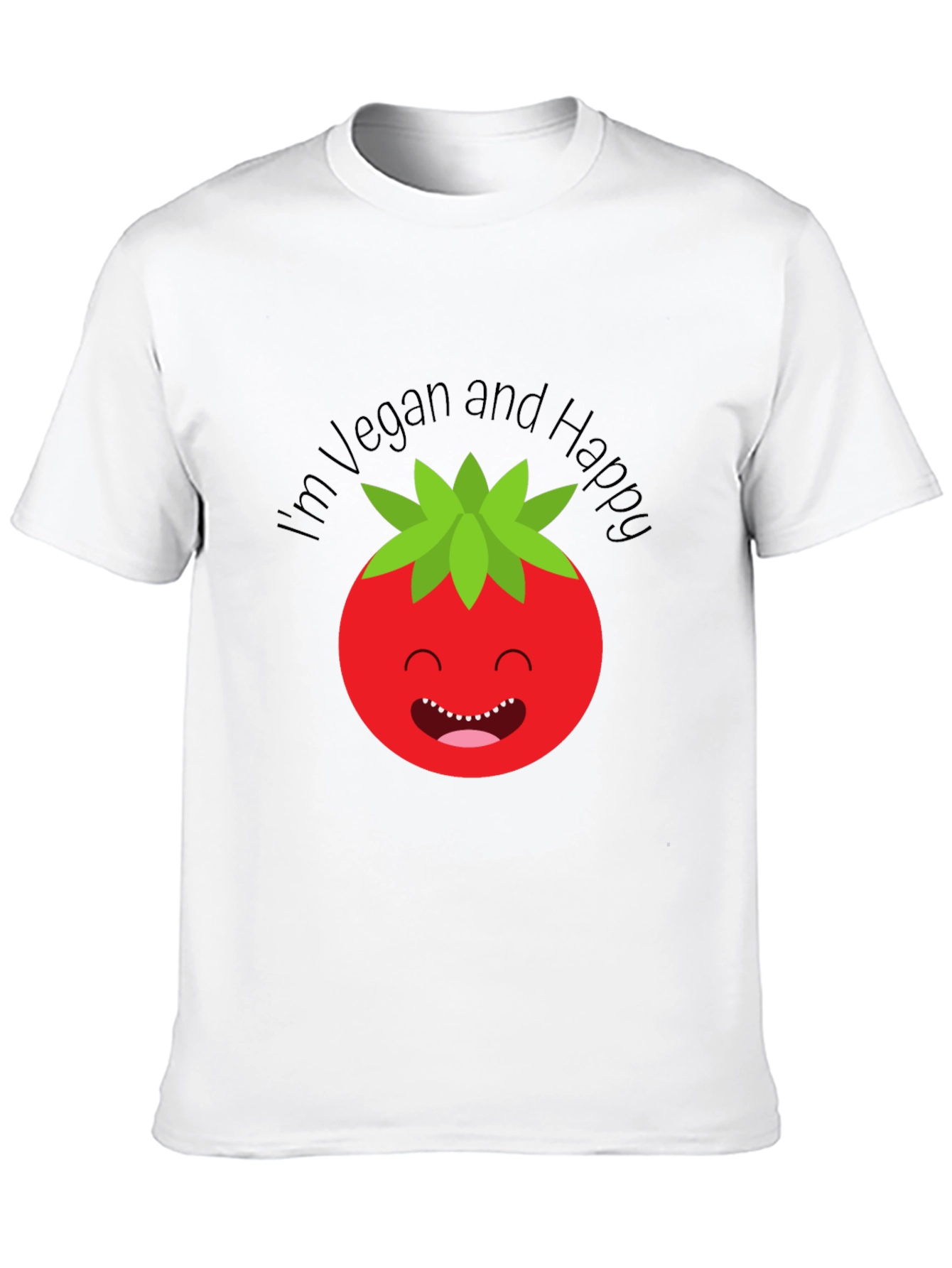 Vegan Happy Tomato Graphic Tee - Soft Cotton