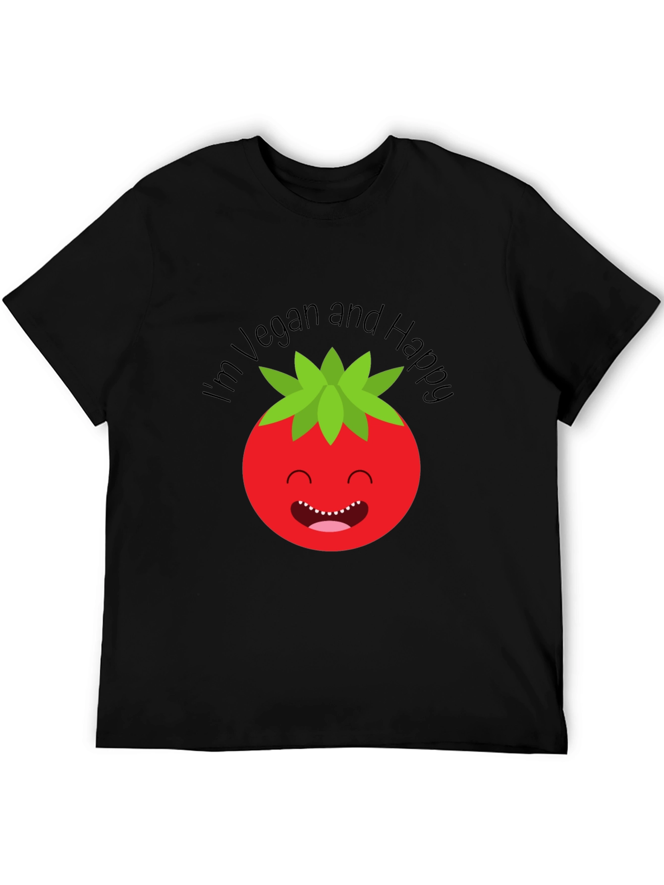 Vegan Happy Tomato Graphic Tee - Soft Cotton