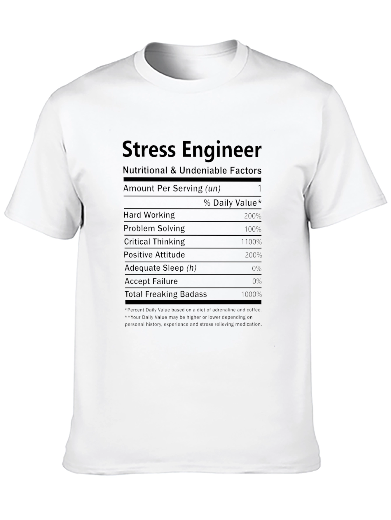 Stress Engineer T-Shirt - Nutritional Facts Funny Tee