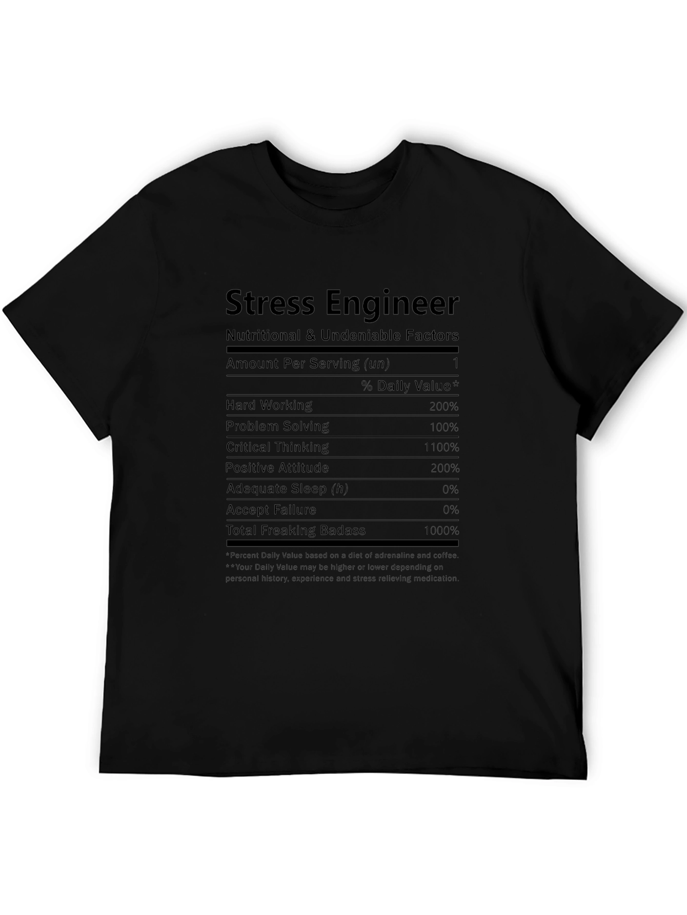 Stress Engineer T-Shirt - Nutritional Facts Funny Tee