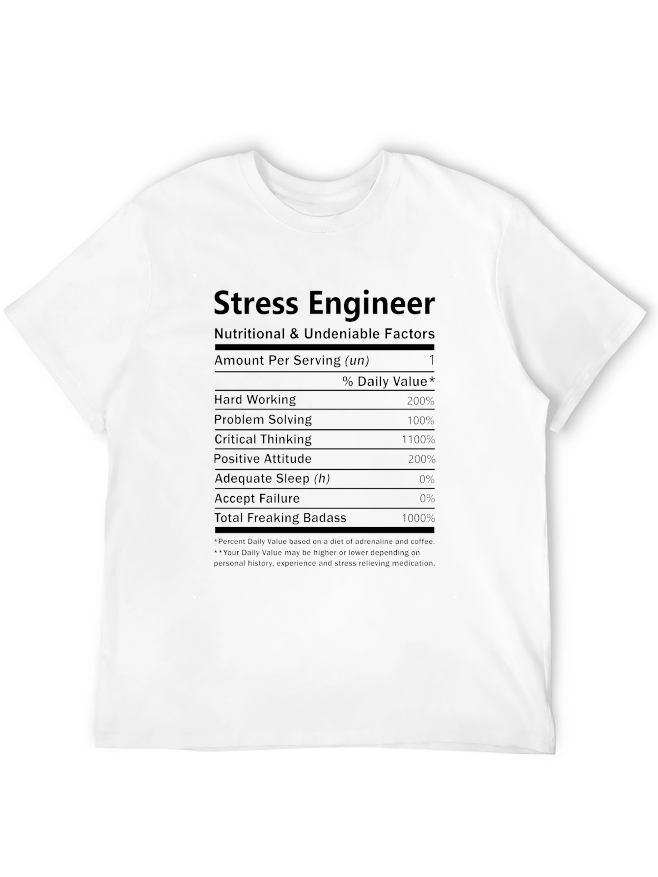 Stress Engineer T-Shirt - Nutritional Facts Funny Tee