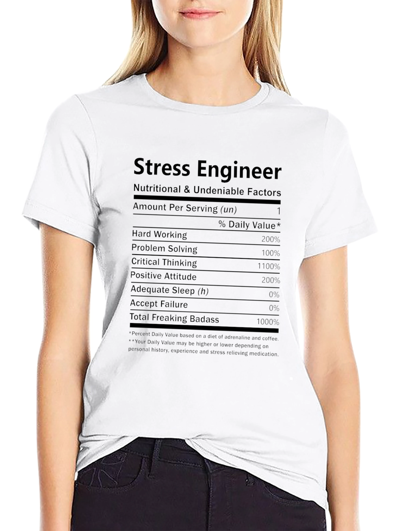 Stress Engineer T-Shirt - Nutritional Facts Funny Tee