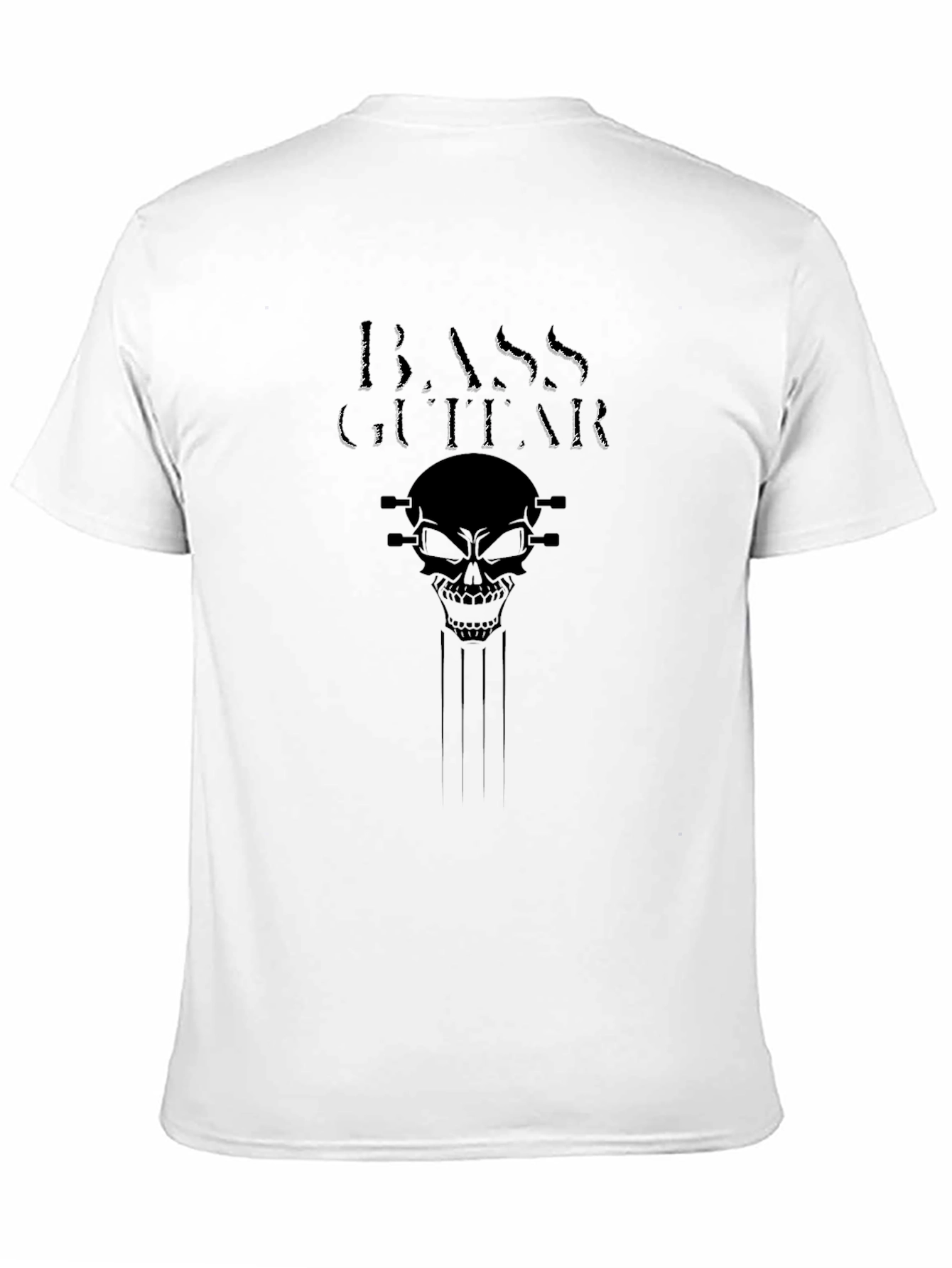 Skull Bass Guitar Graphic T-Shirt - Classic Black