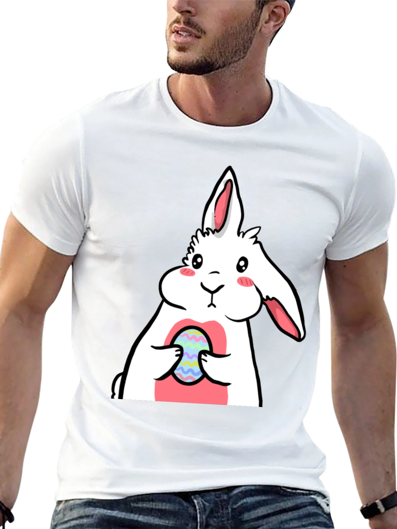 Cute Bunny Easter Egg T-Shirt - Black