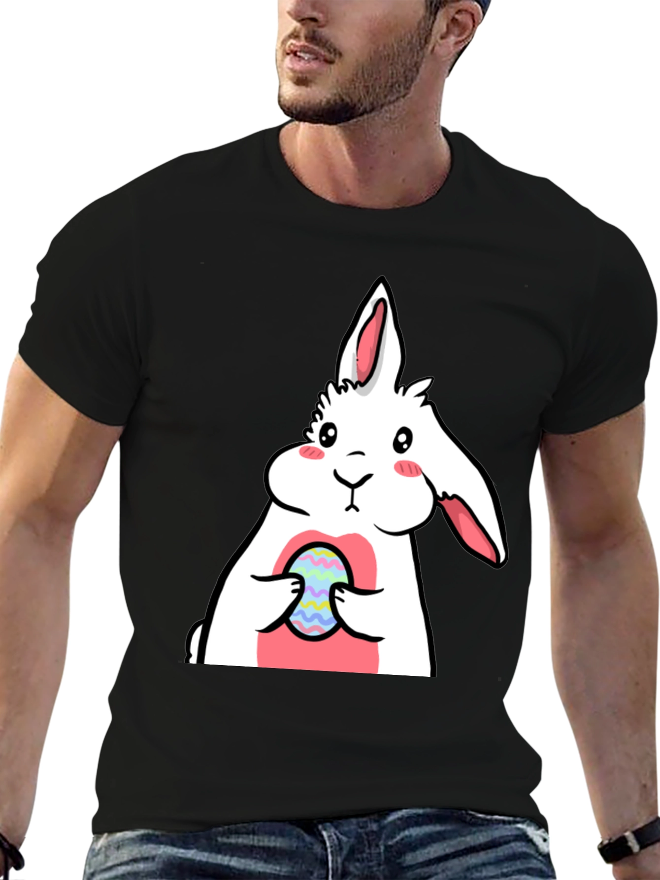 Cute Bunny Easter Egg T-Shirt - Black