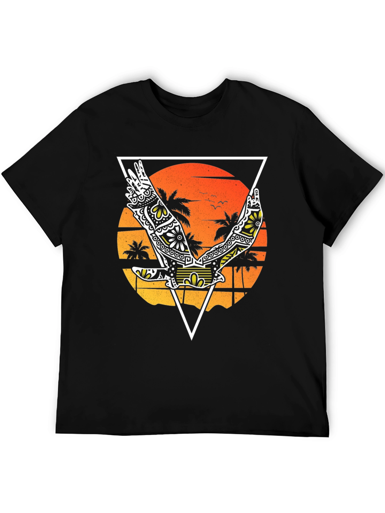 Tropical Bird Graphic Tee - Black