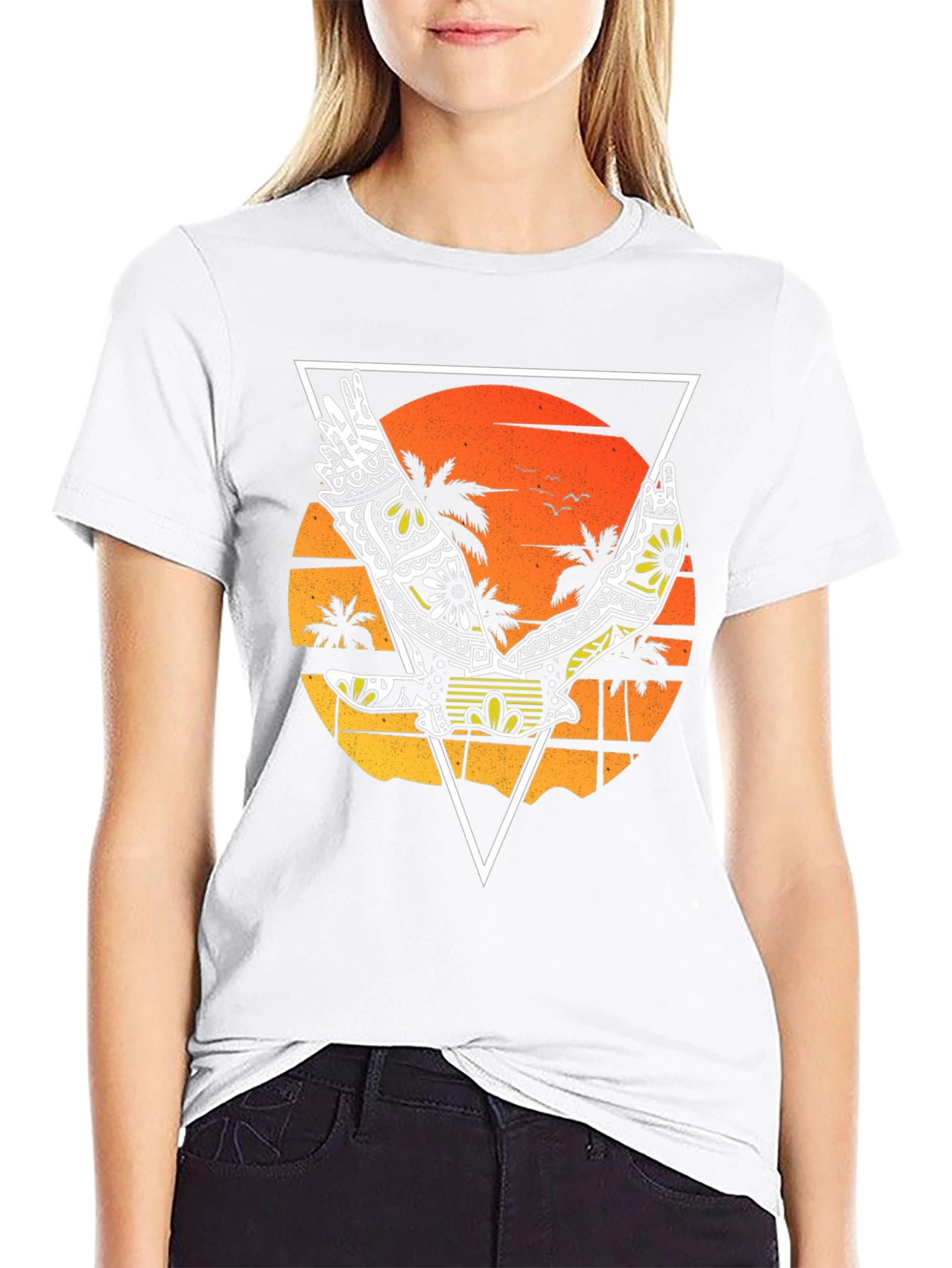 Tropical Bird Graphic Tee - Black