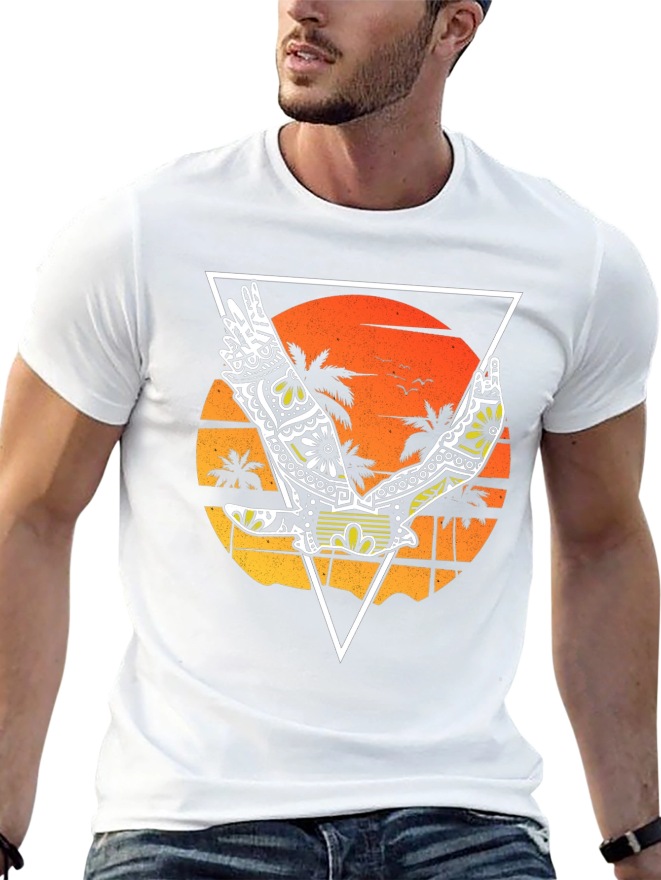 Tropical Bird Graphic Tee - Black