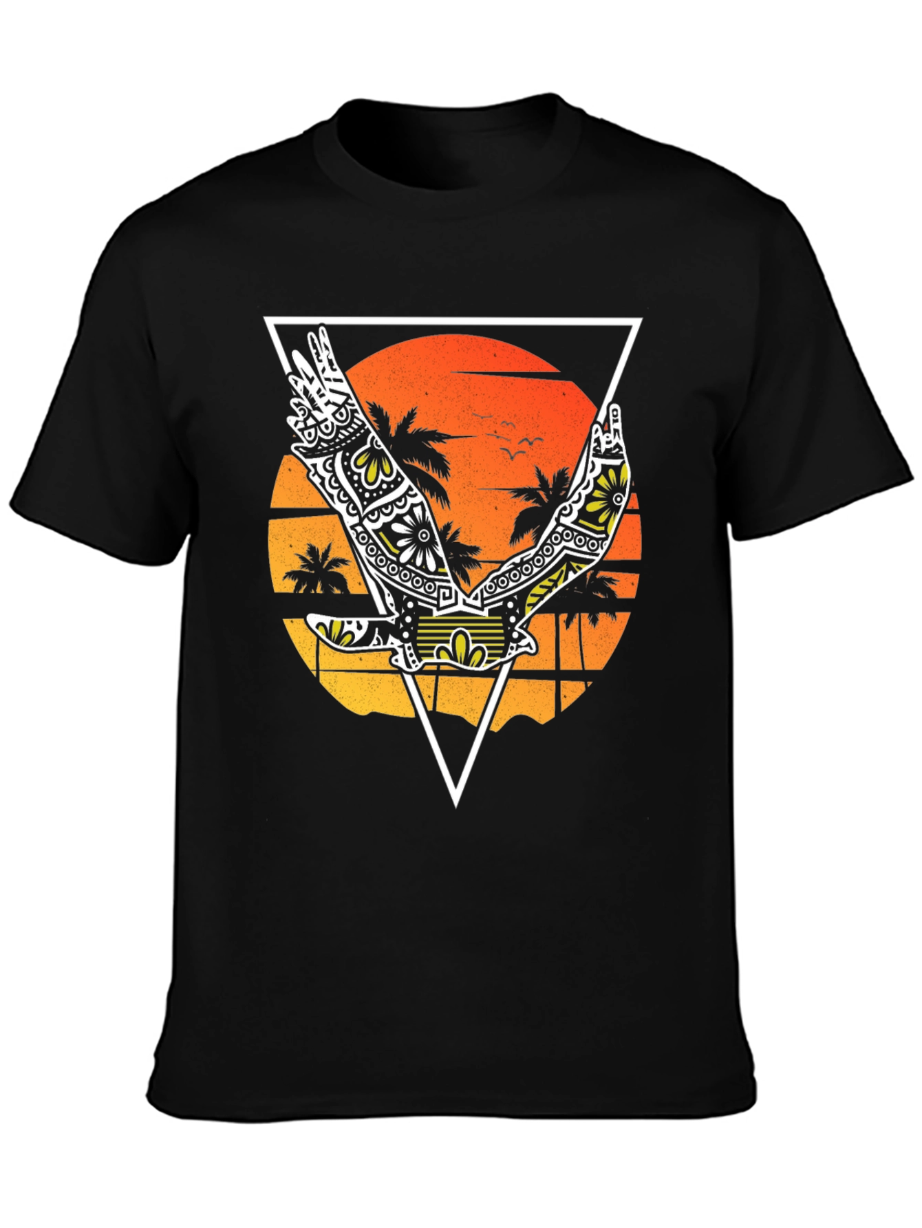 Tropical Bird Graphic Tee - Black