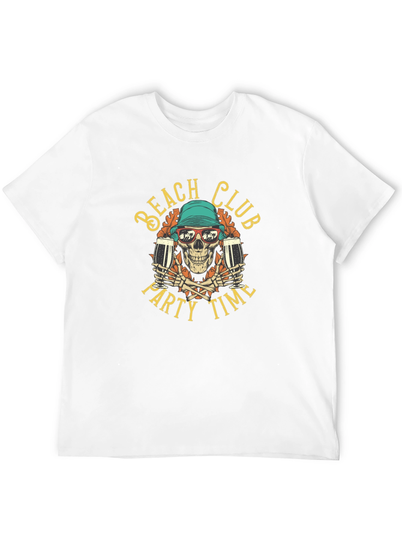 Beach Club Party Time Skull T-Shirt