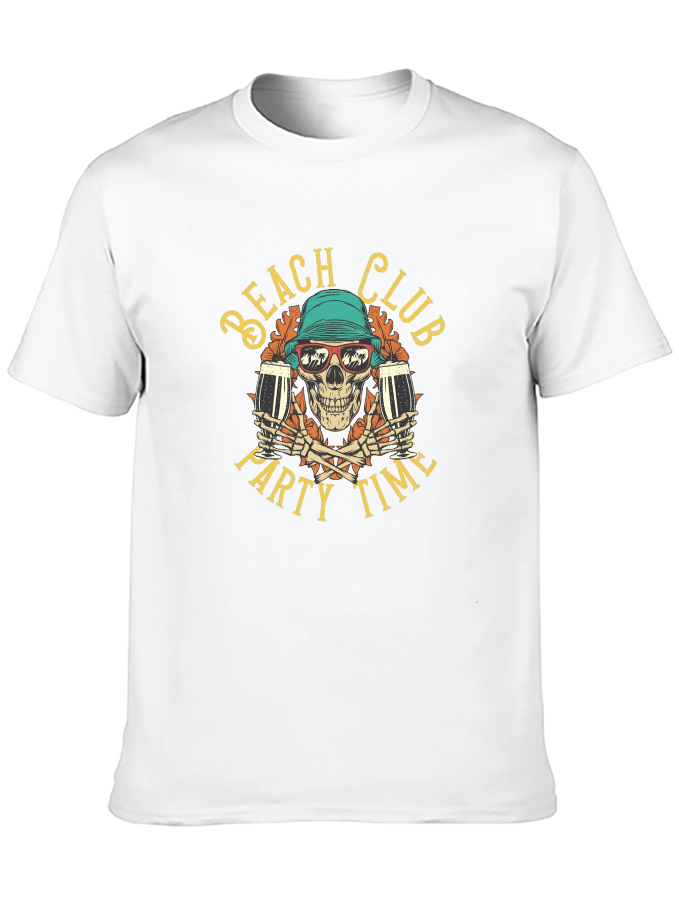 Beach Club Party Time Skull T-Shirt