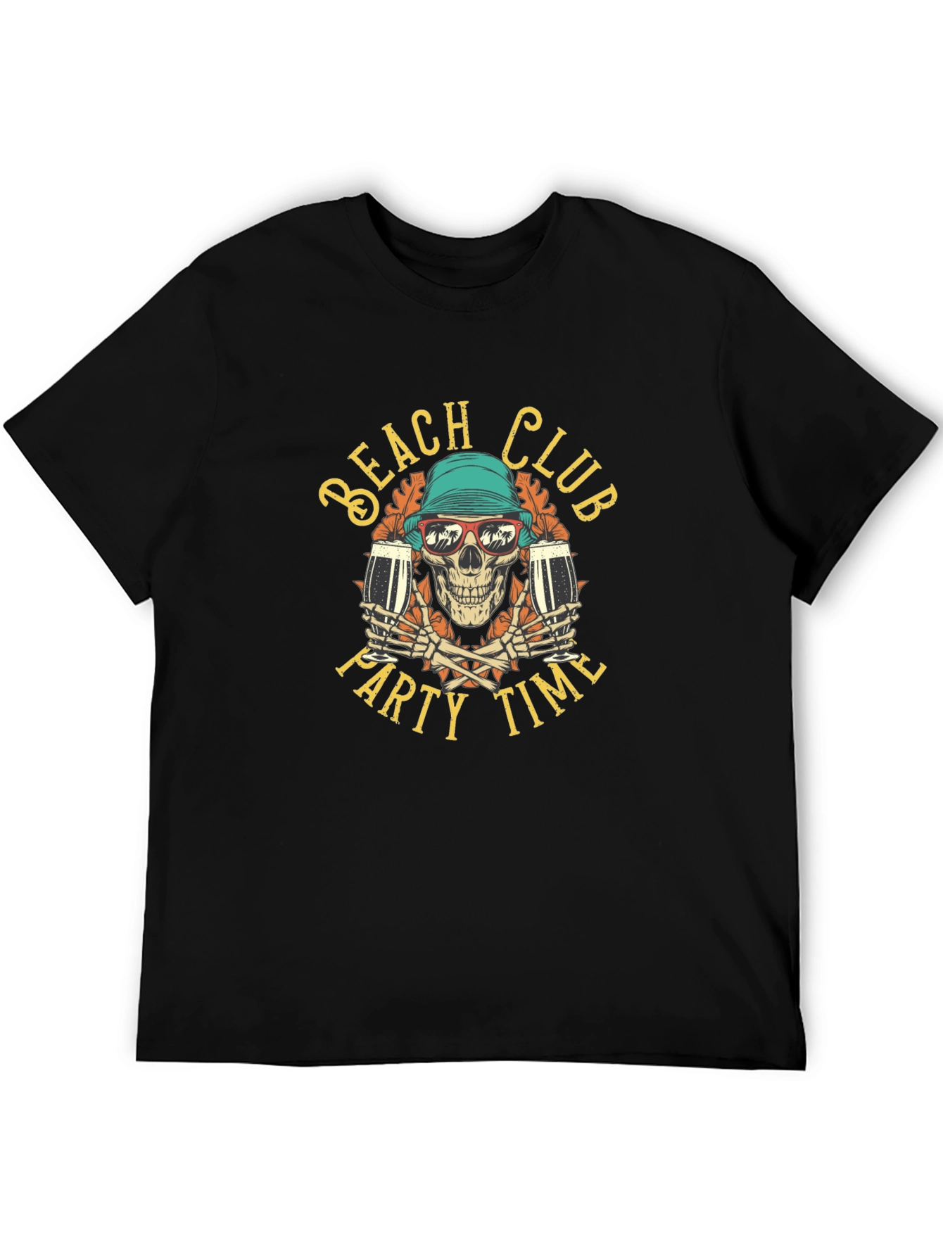 Beach Club Party Time Skull T-Shirt