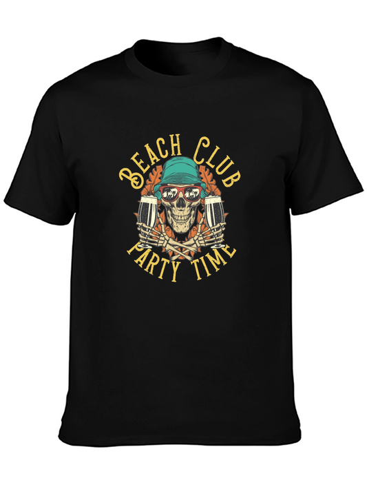 Beach Club Party Time Skull T-Shirt