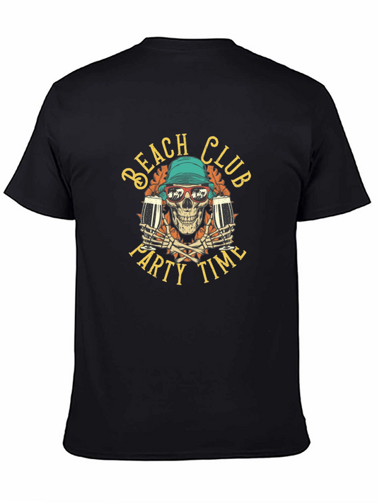 Beach Club Party Time Skull T-Shirt