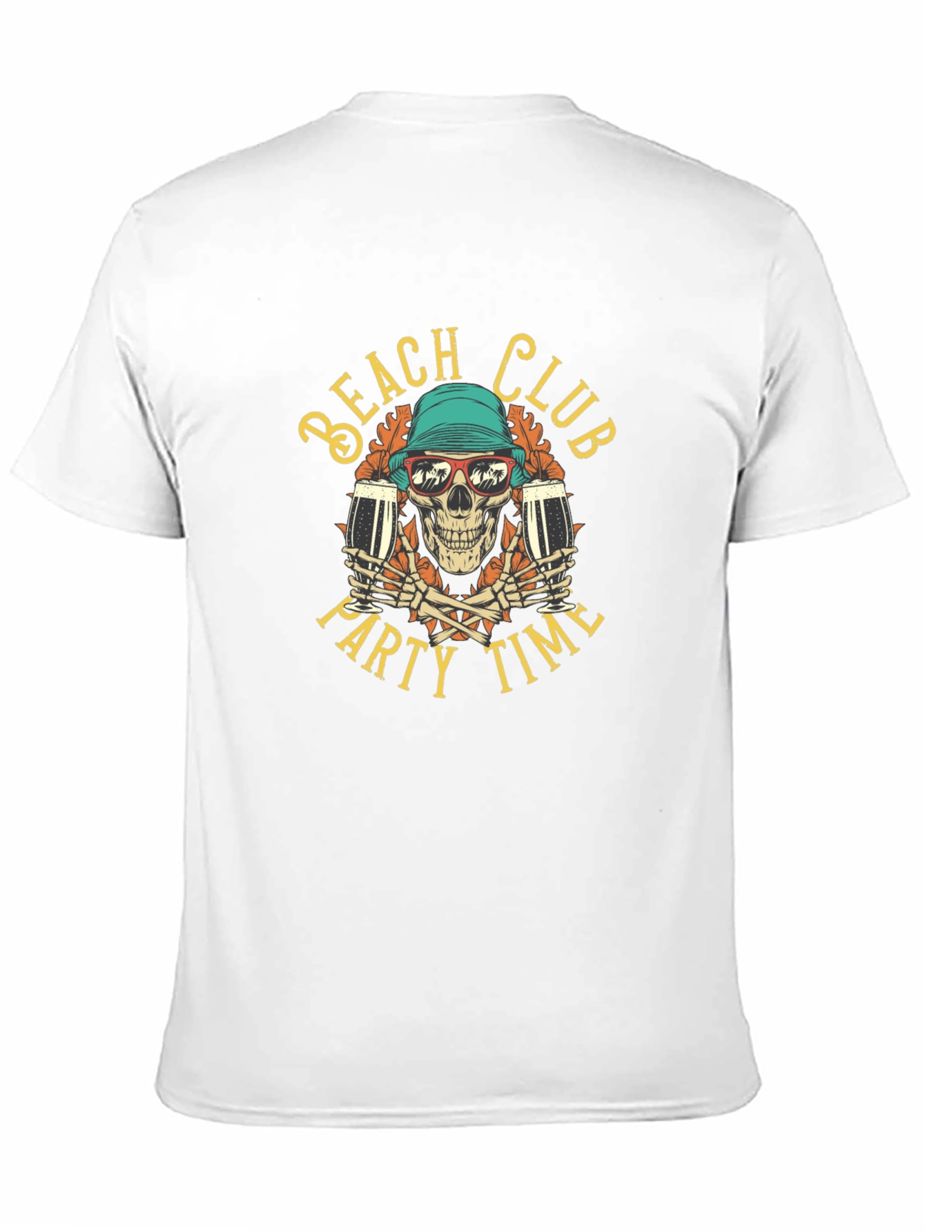 Beach Club Party Time Skull T-Shirt