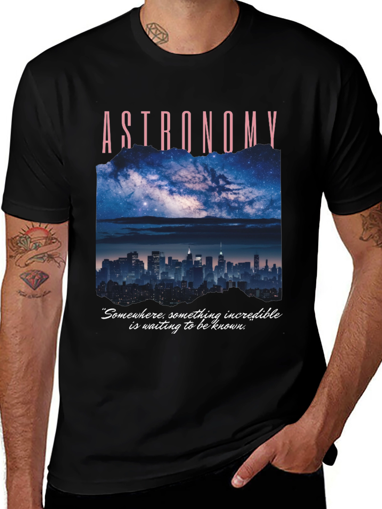 Astronomy Graphic T-Shirt - Night Sky & City