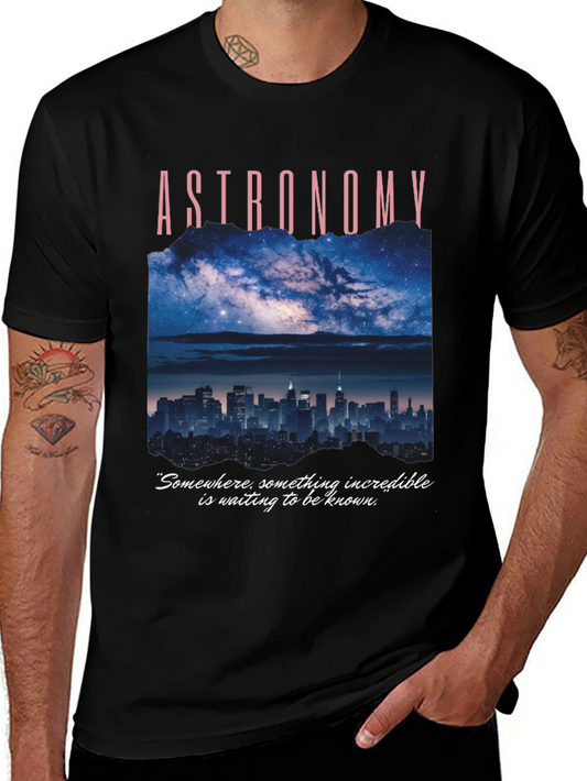 Astronomy Graphic T-Shirt - Night Sky & City