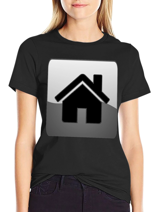 Home Icon Graphic Tee - Black Casual T-Shirt