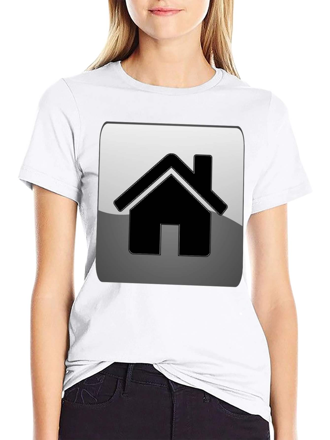 Home Icon Graphic Tee - Black Casual T-Shirt