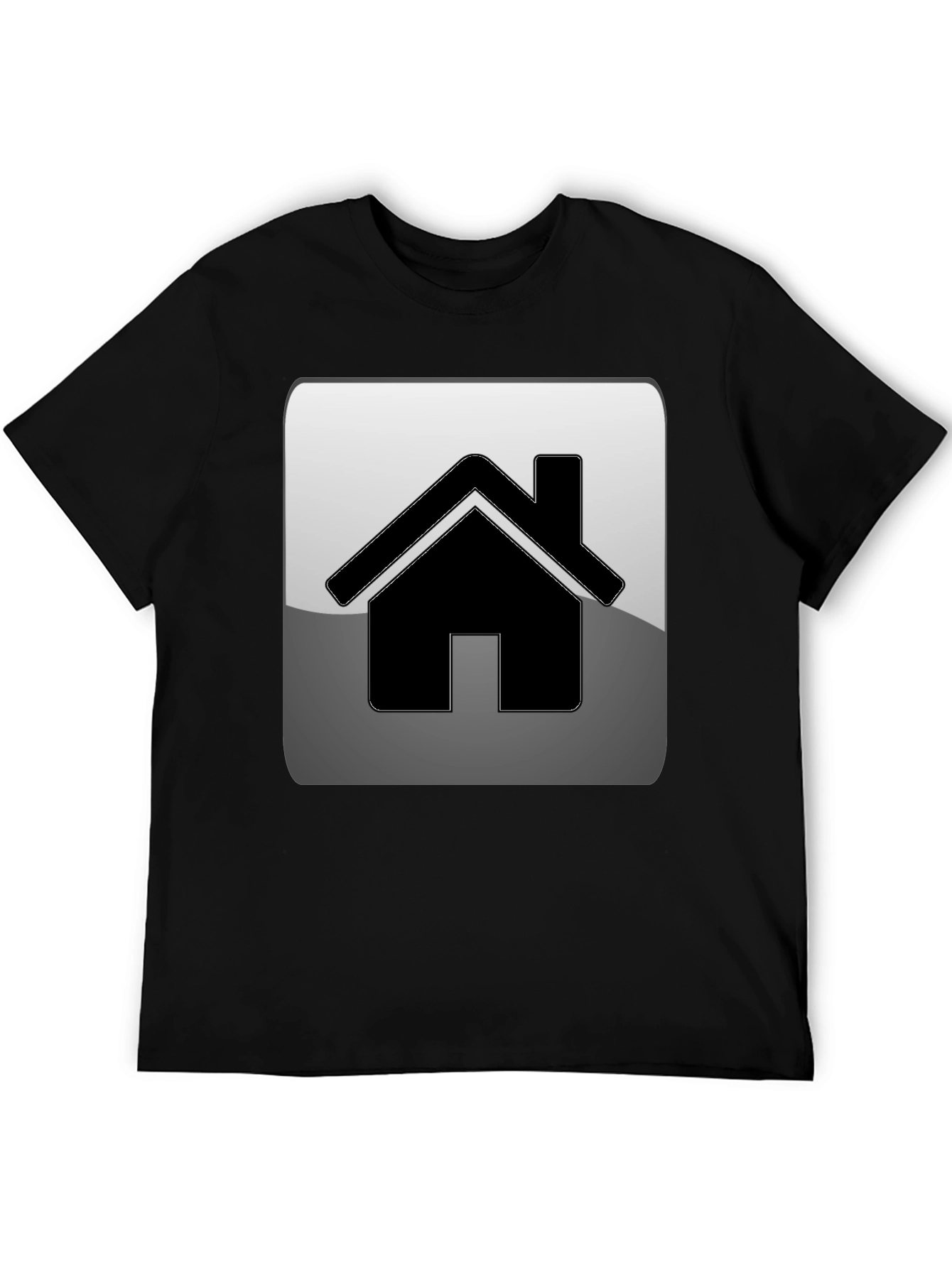 Home Icon Graphic Tee - Black Casual T-Shirt