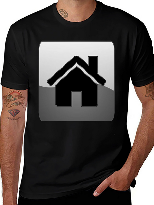 Home Icon Graphic Tee - Black Casual T-Shirt