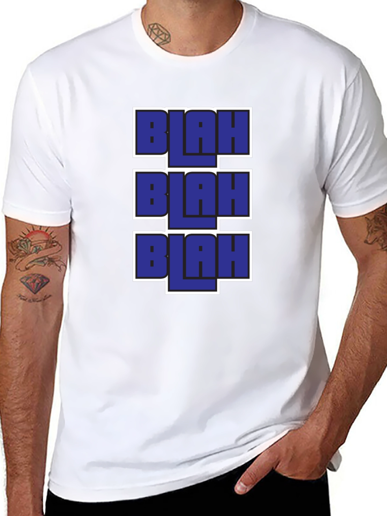 Blah Graphic Tee - Black Casual T-Shirt