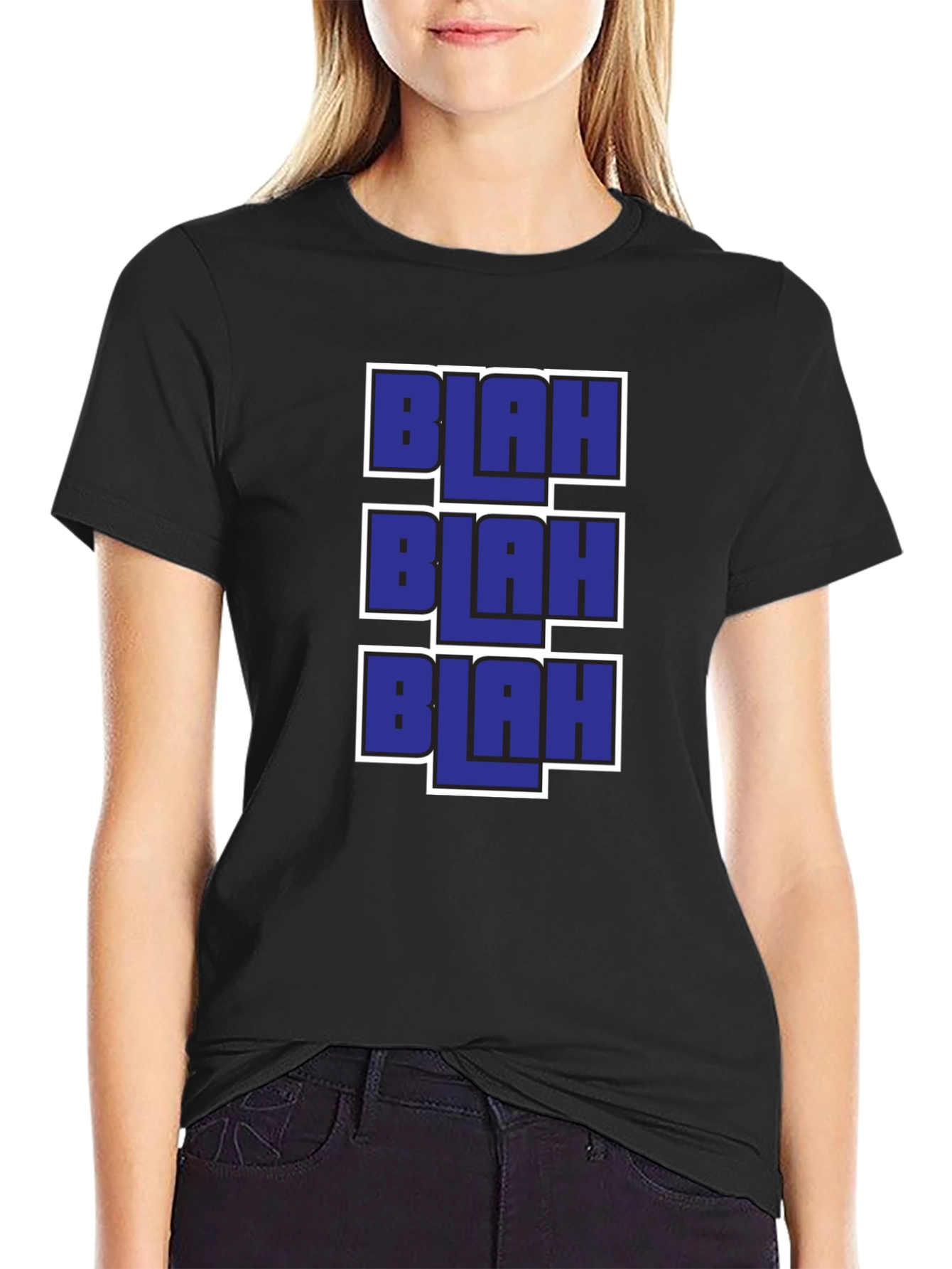 Blah Graphic Tee - Black Casual T-Shirt