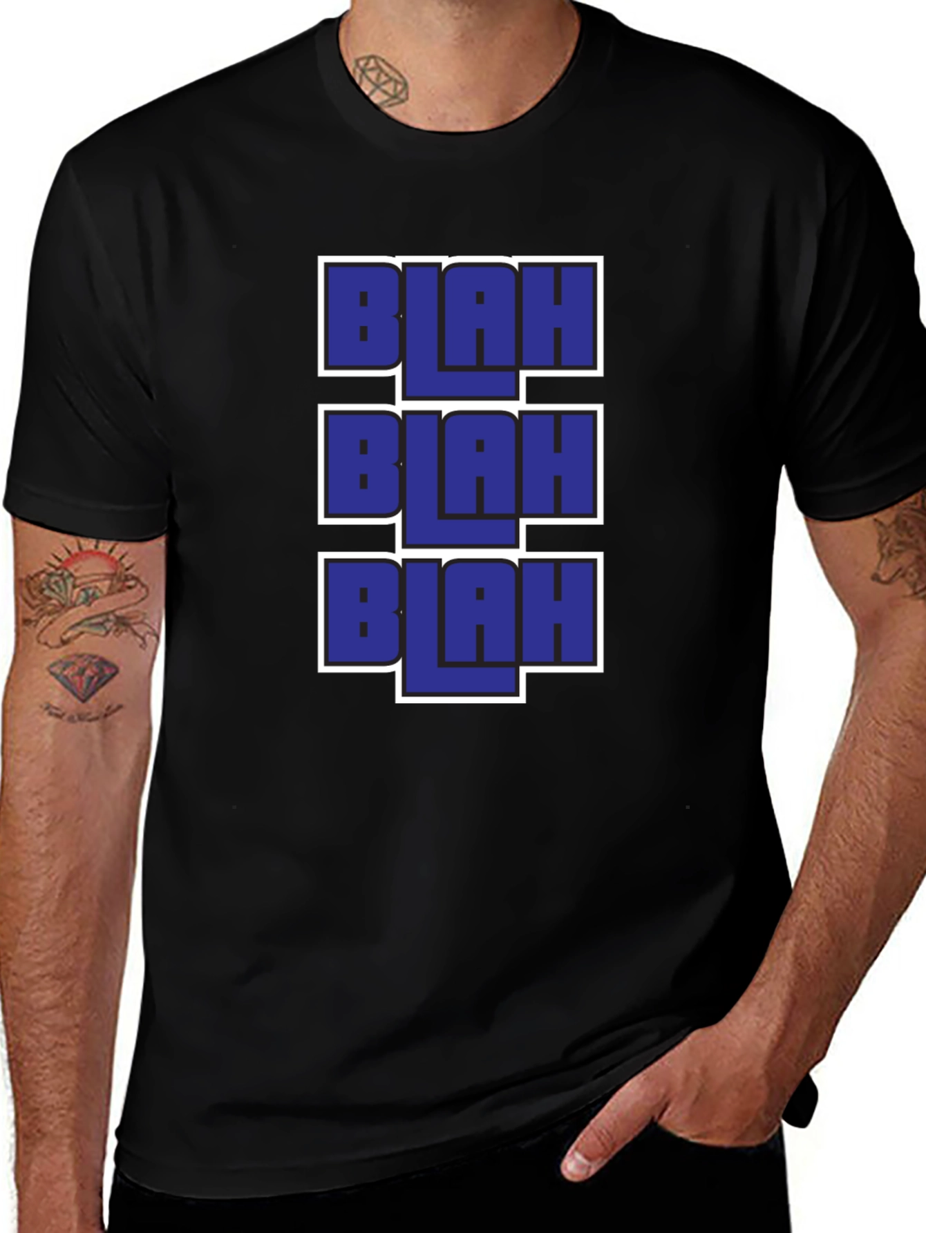Blah Graphic Tee - Black Casual T-Shirt