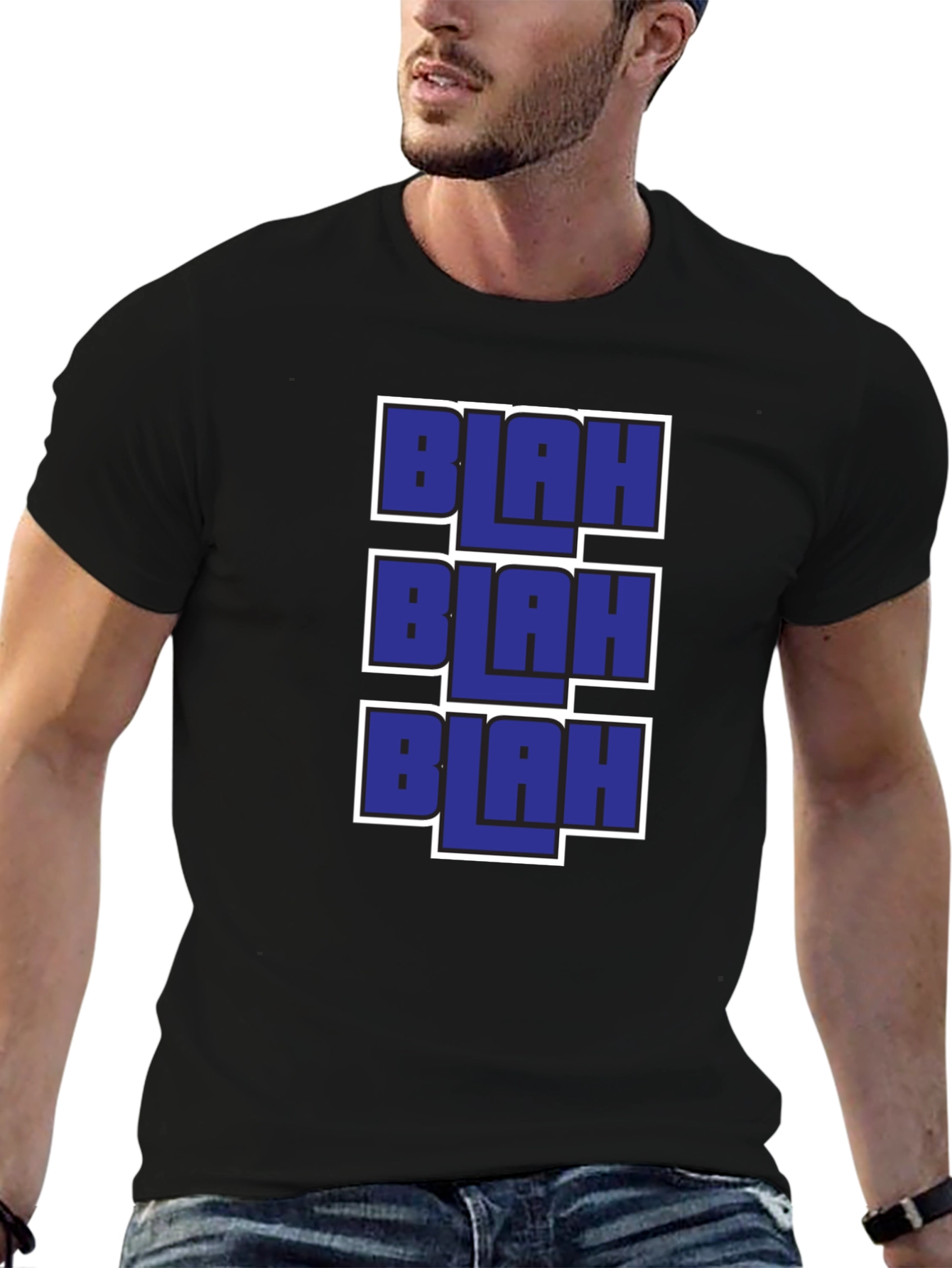 Blah Graphic Tee - Black Casual T-Shirt