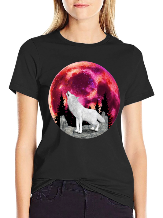 Wolf Howling at Blood Moon Graphic Tee