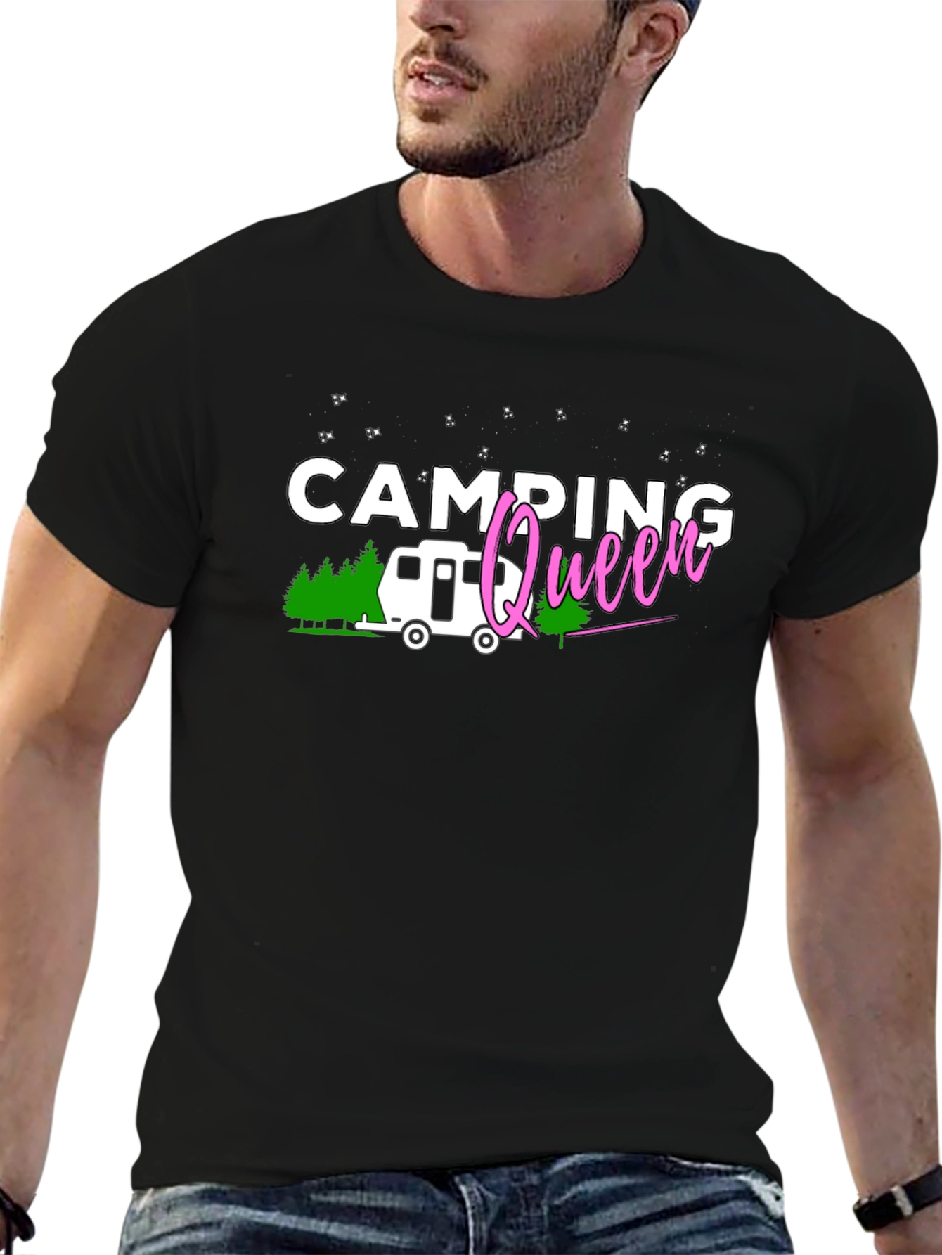 Camping Queen Black T-Shirt