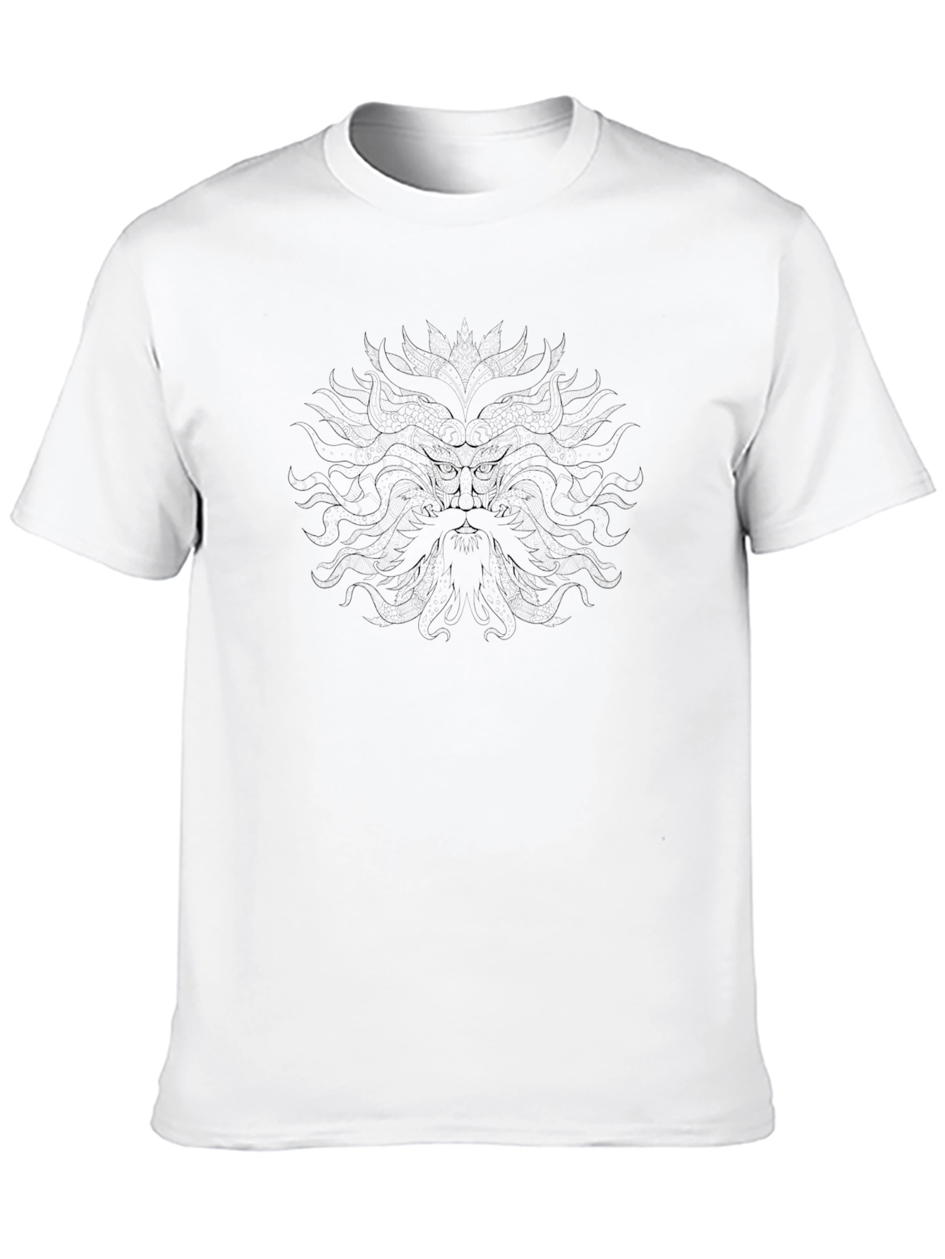 Black Graphic Tee - Abstract Bearded Face Design