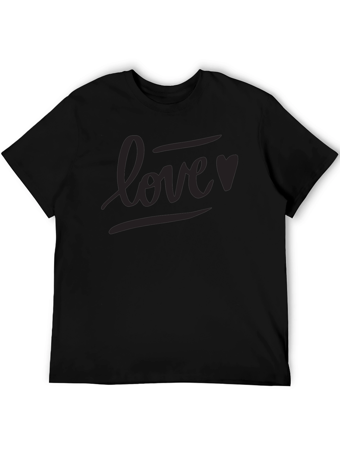 Love Heart Graphic Black T-Shirt