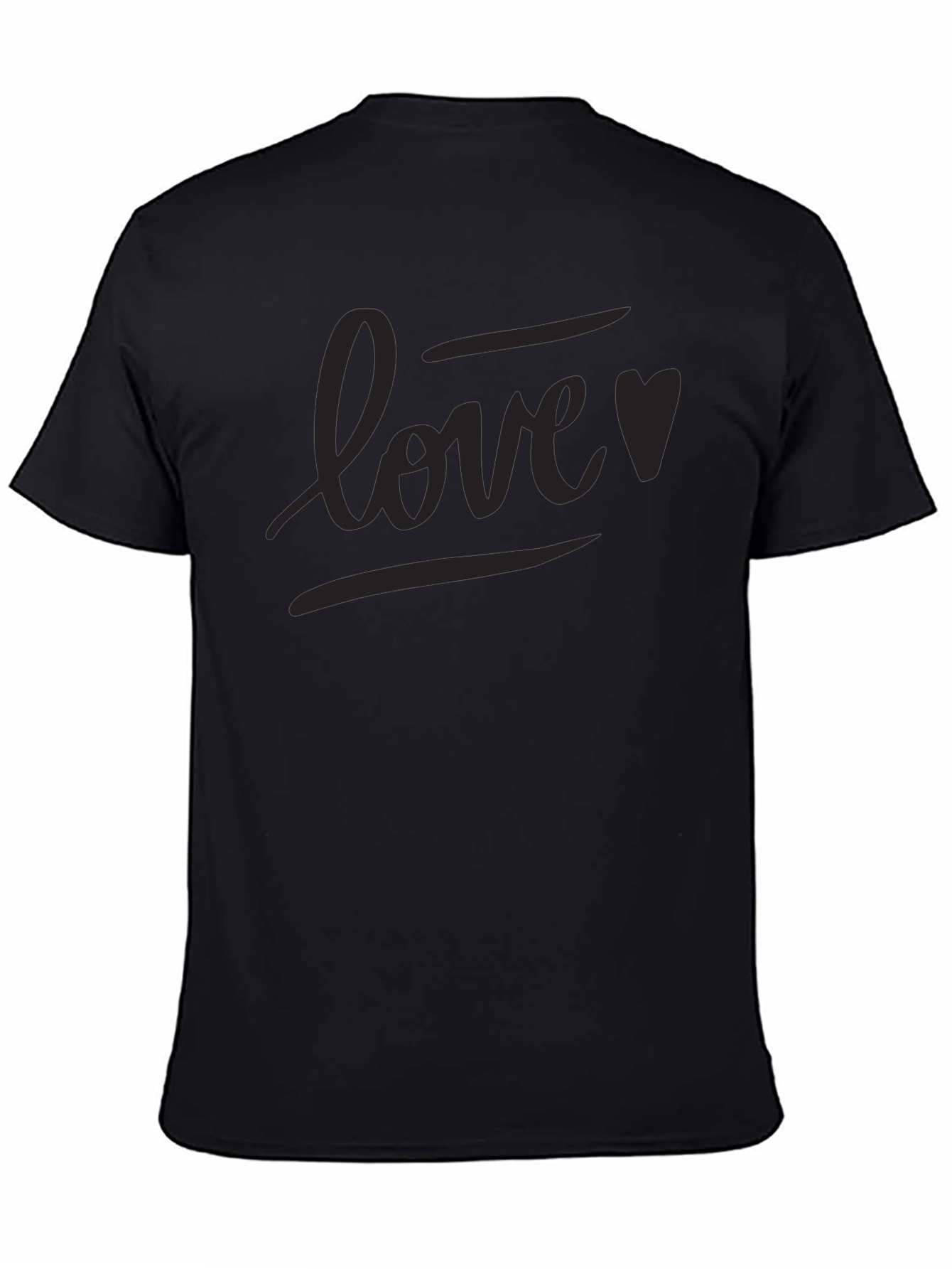 Love Heart Graphic Black T-Shirt