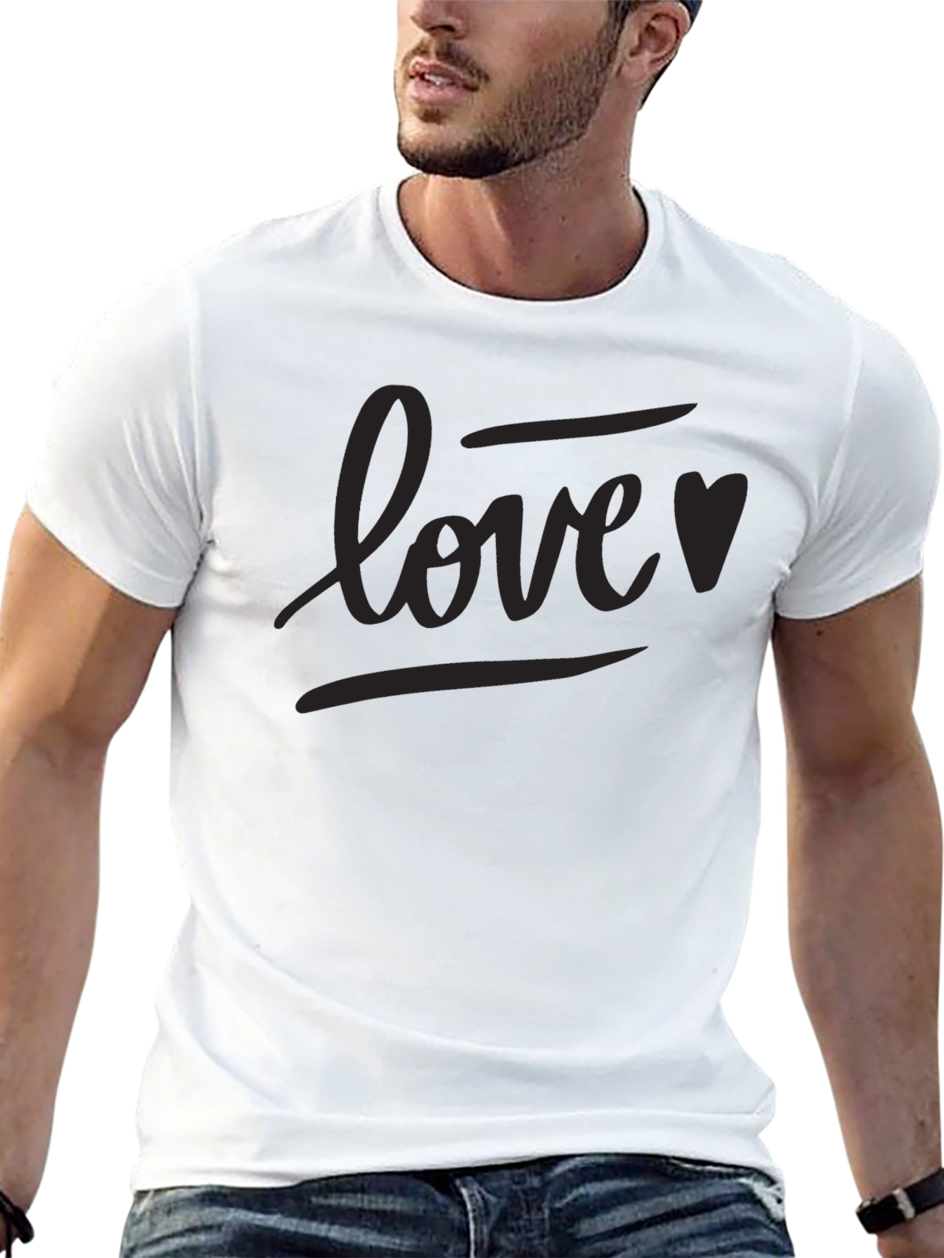 Love Heart Graphic Black T-Shirt